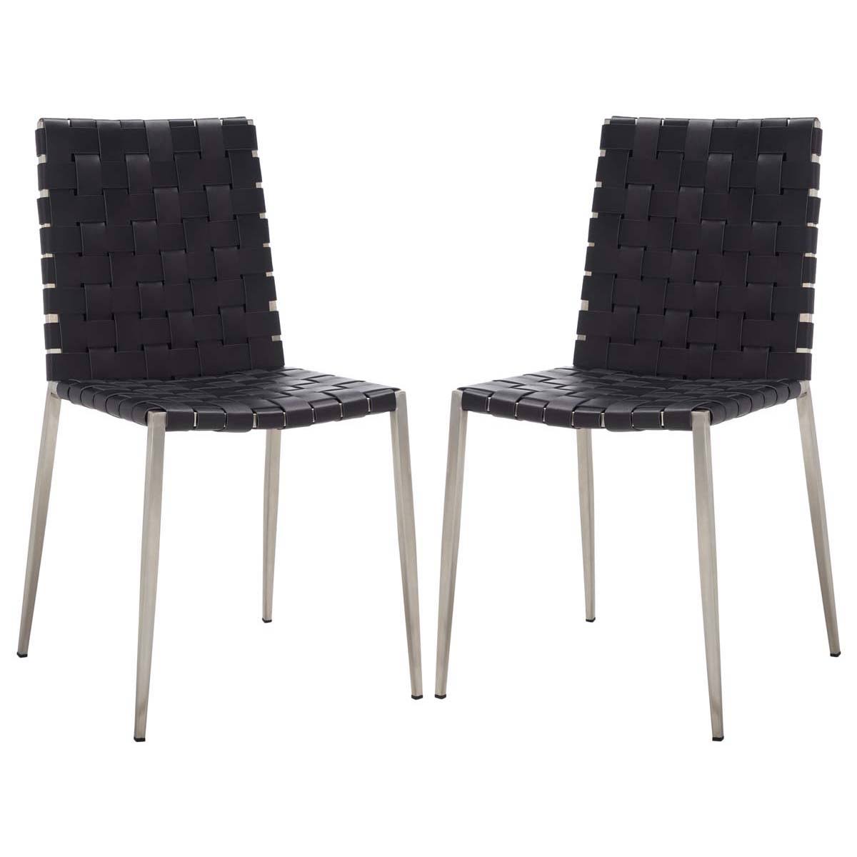Safavieh Rayne Woven Dining Chairs, Set of 2 - Black / Silver