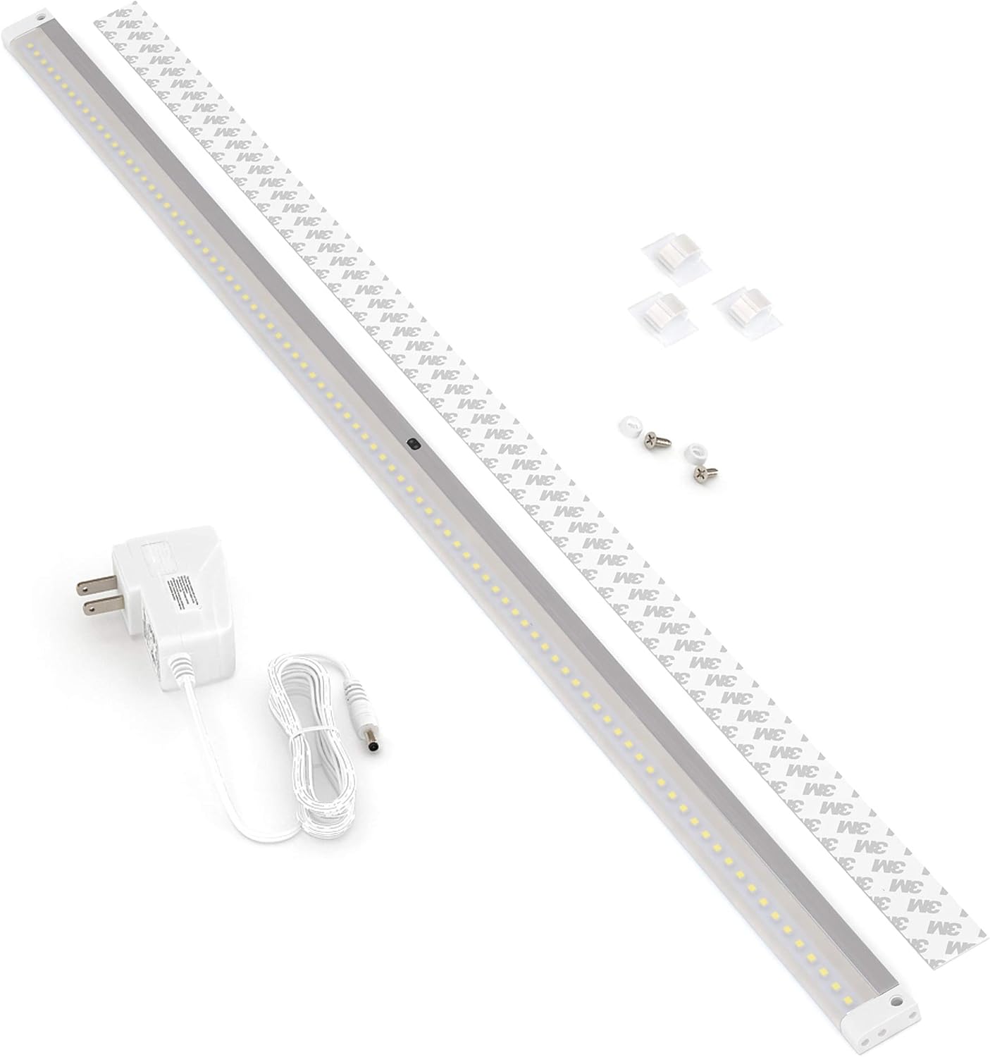 EShine White Finish LED Dimmable Under Cabinet Lighting - Extra Long 40 Inch Panel, Hand Wave Activated - Touchless Dimming Control, Warm White (3000K) Pack of 2