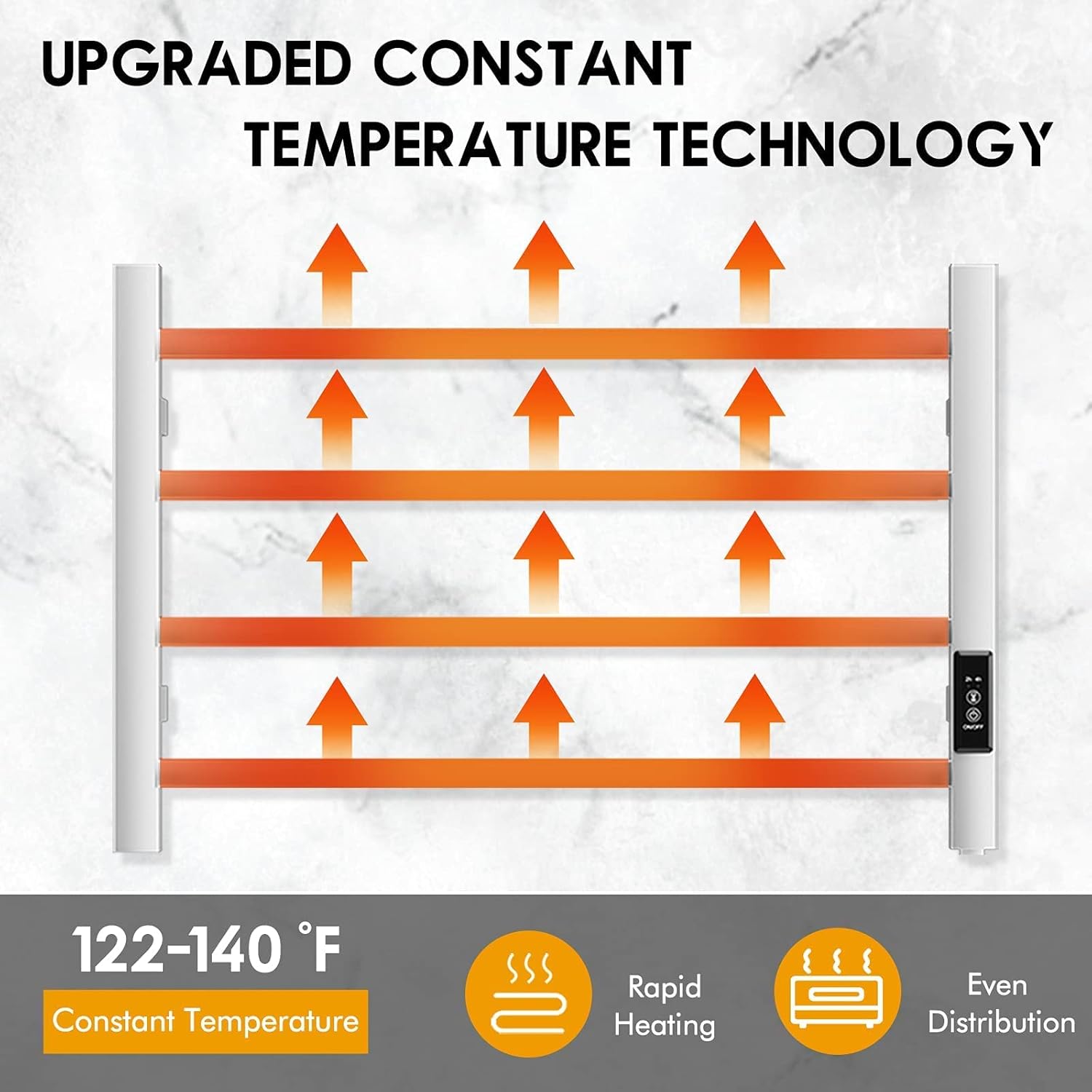 DAILYLIFE 4 Bars Towel Warmer Rack Wall Mounted, Stainless Steel Heated Drying Racks Home & Bathroom with Built-in Timer, Wide Version