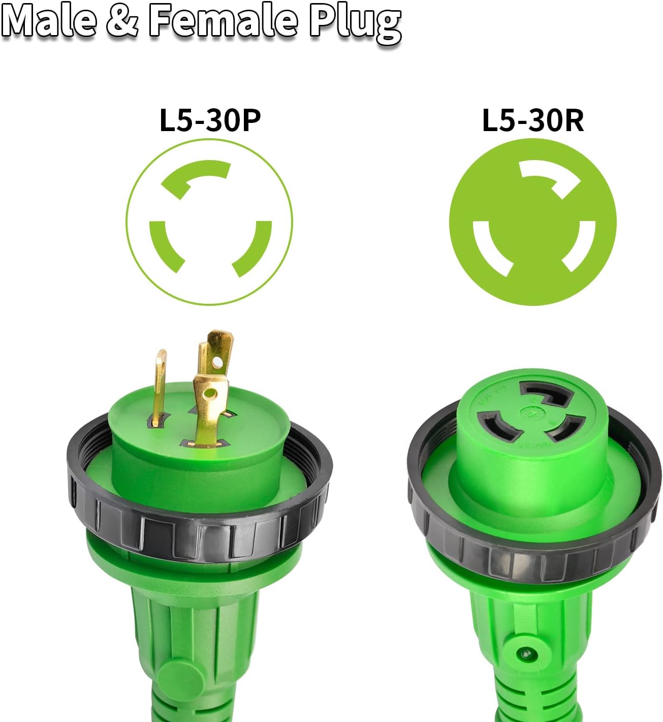 RVMATE Marine Shore Power Cord 10FT, 30A 125V Marine Shore Boat Extension Cord, Stow,10AWG/3C Pack of 2