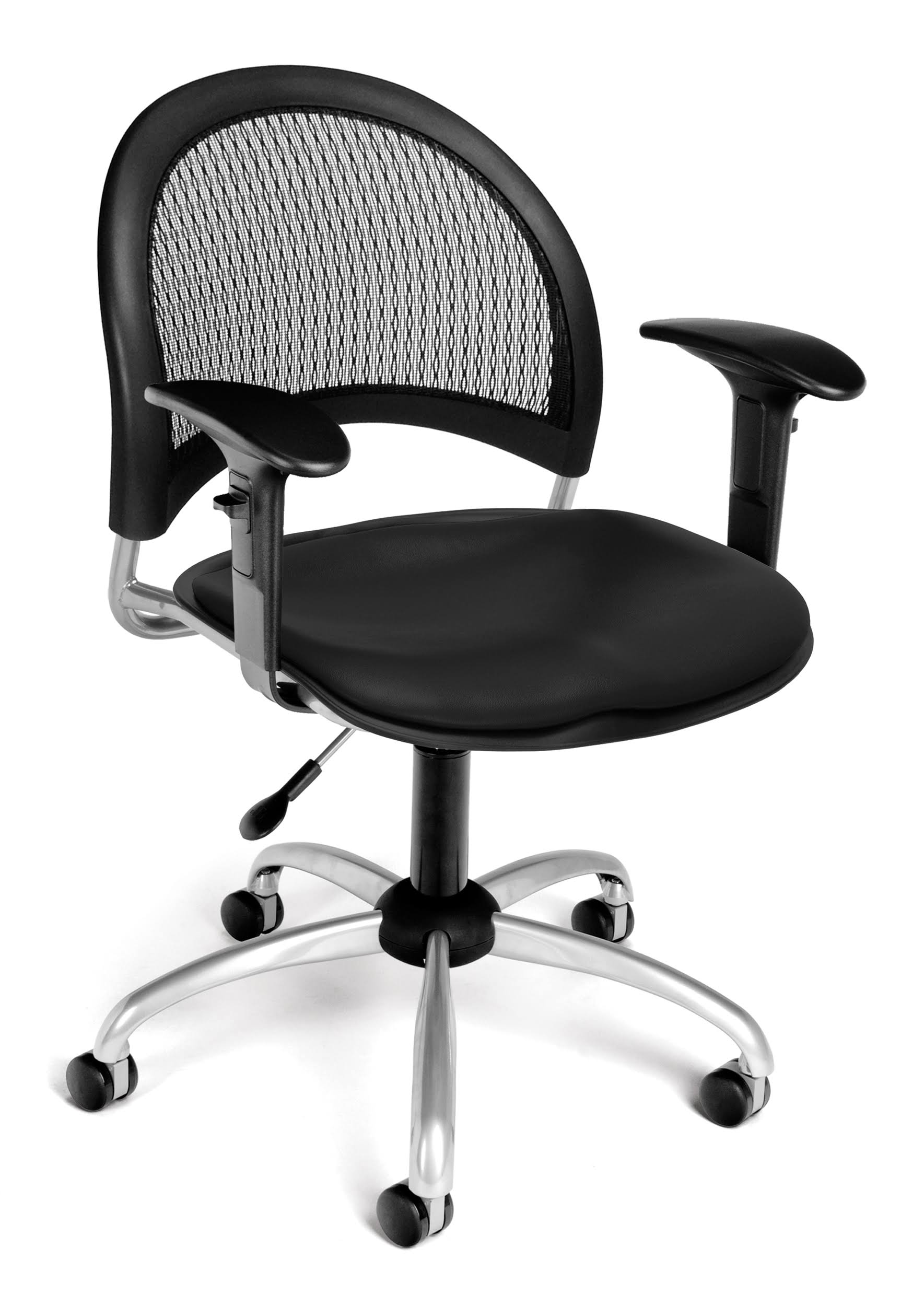 Ofm 336-VAM-AA3-606 Black Moon Swivel Vinyl Chair with Arms