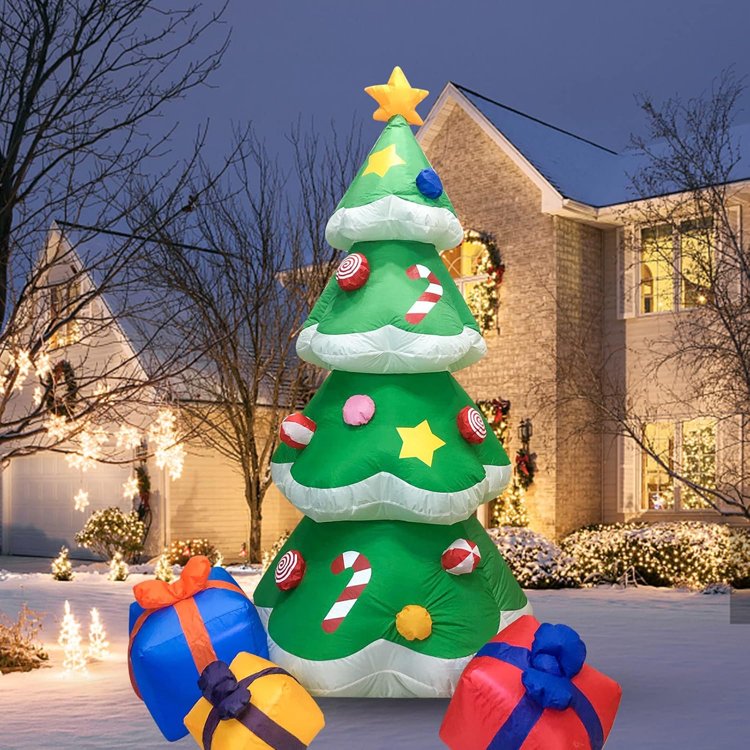 Inflatable Christmas Tree Decoration 5.9FT with Light for Holiday Party Yard Garden Pack of 2