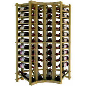 GoVets | Wine cellar Innovations Individual Bottle Wine Rack - Curved Corner w/Lower Display, 4 ft High - Unstained Pine