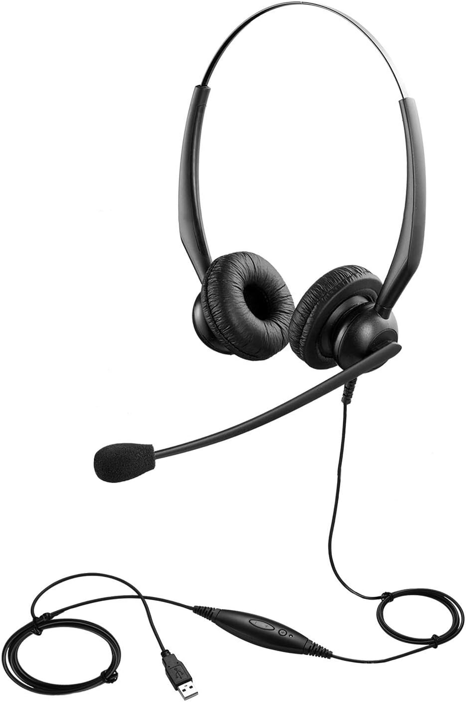 USB Headset w/Mute Button for Zoom Meeting Video Conferencing Virtual Learning Online Teaching Dragon Dictation Remote Work Call Center Customer Care Service Volume Control Noise Isolation Microphone