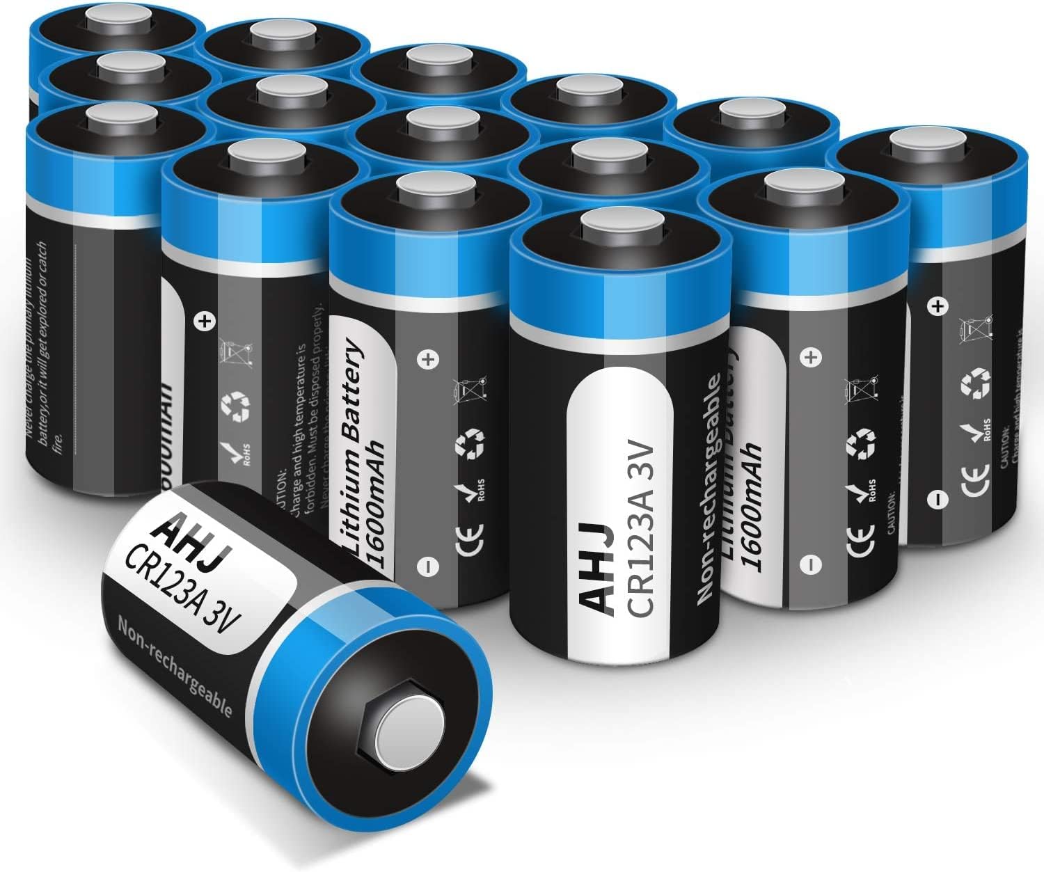 CR123A 3V Lithium Battery, 16 Pack 1600mAh CR123 CR17345 Battery with 10-Year Shelf Life UL Certification for Flashlight Toys Alarm System etc. Non-Rechargeable, NOT for Arlo
