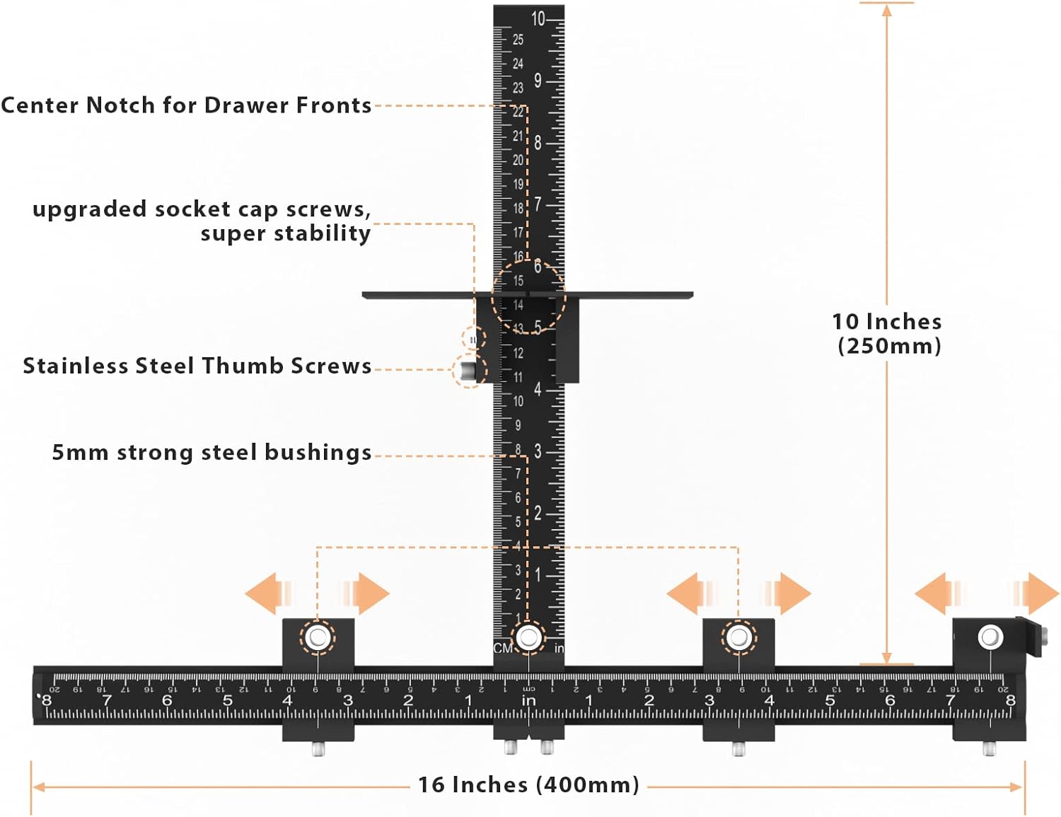 homdiy Cabinet Jig Aluminum Alloy Cabinet Hardware Jig - Adjustable Cabinet Hardware Template Professional Drill Guide for Accurate Installation of Door and Cabient Knobs, Pulls and Handles Pack of 2