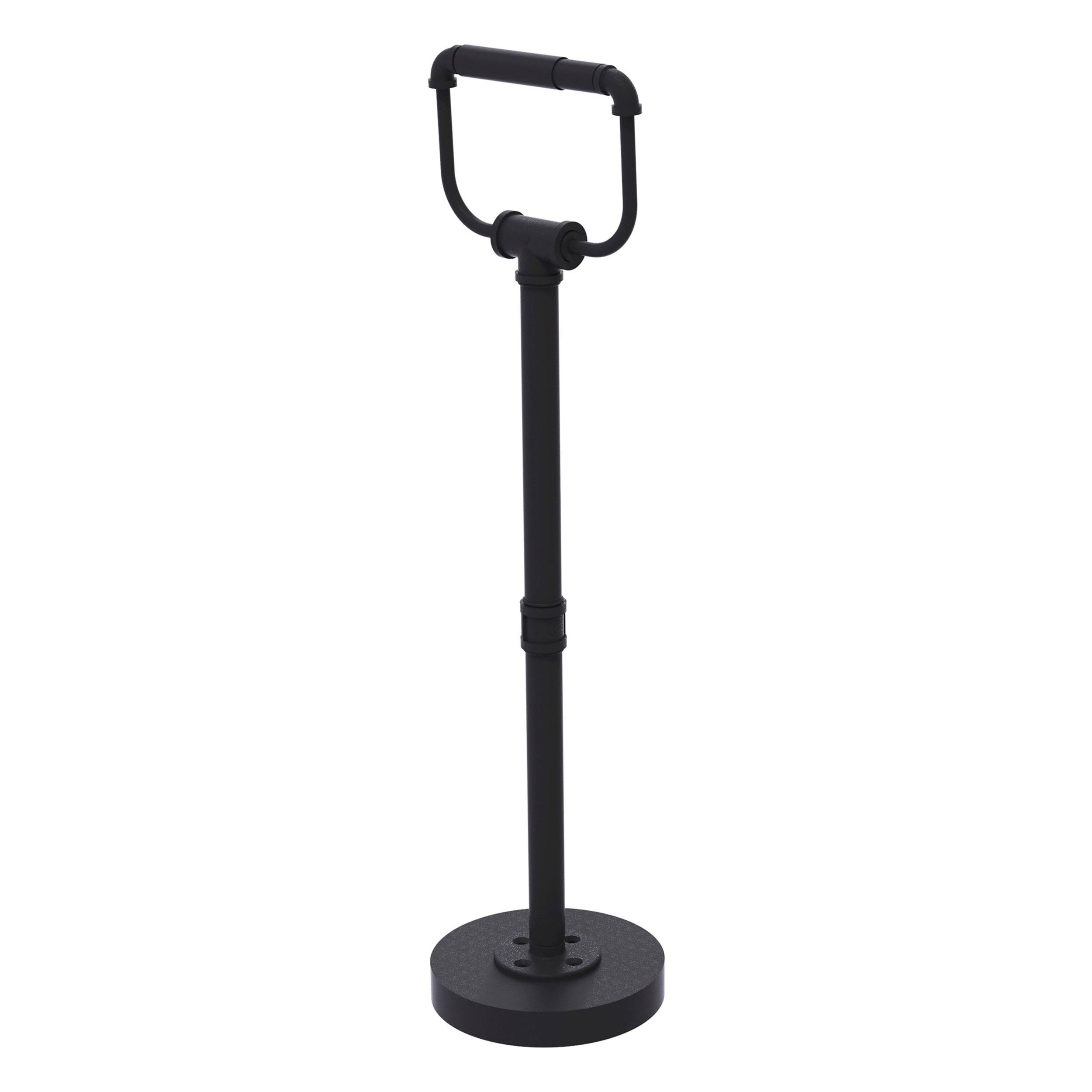 Allied Brass Pipeline Collection Free Standing Toilet Tissue Stand - Matte Black