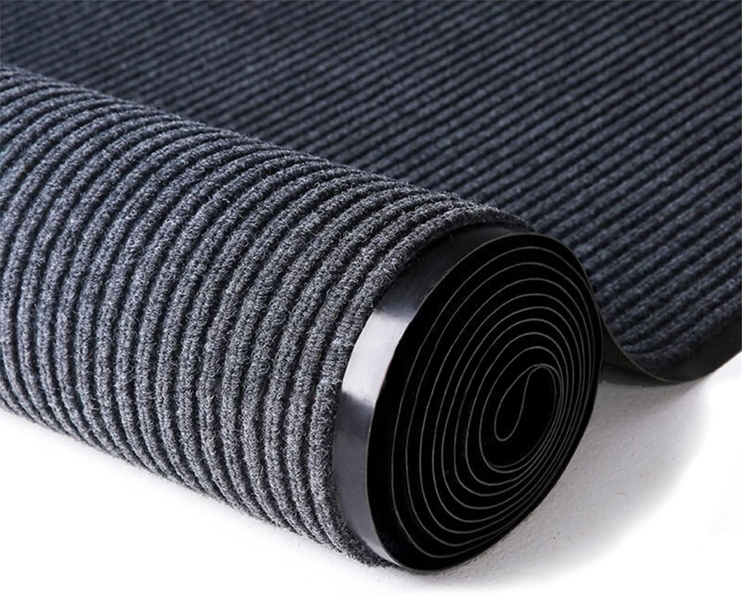 ITINA Door Mat About W3' &times;L10' Large Outdoor Indoor Mat Waterproof Rubber Back Rugs for Home Office Business Areas Grey-Black