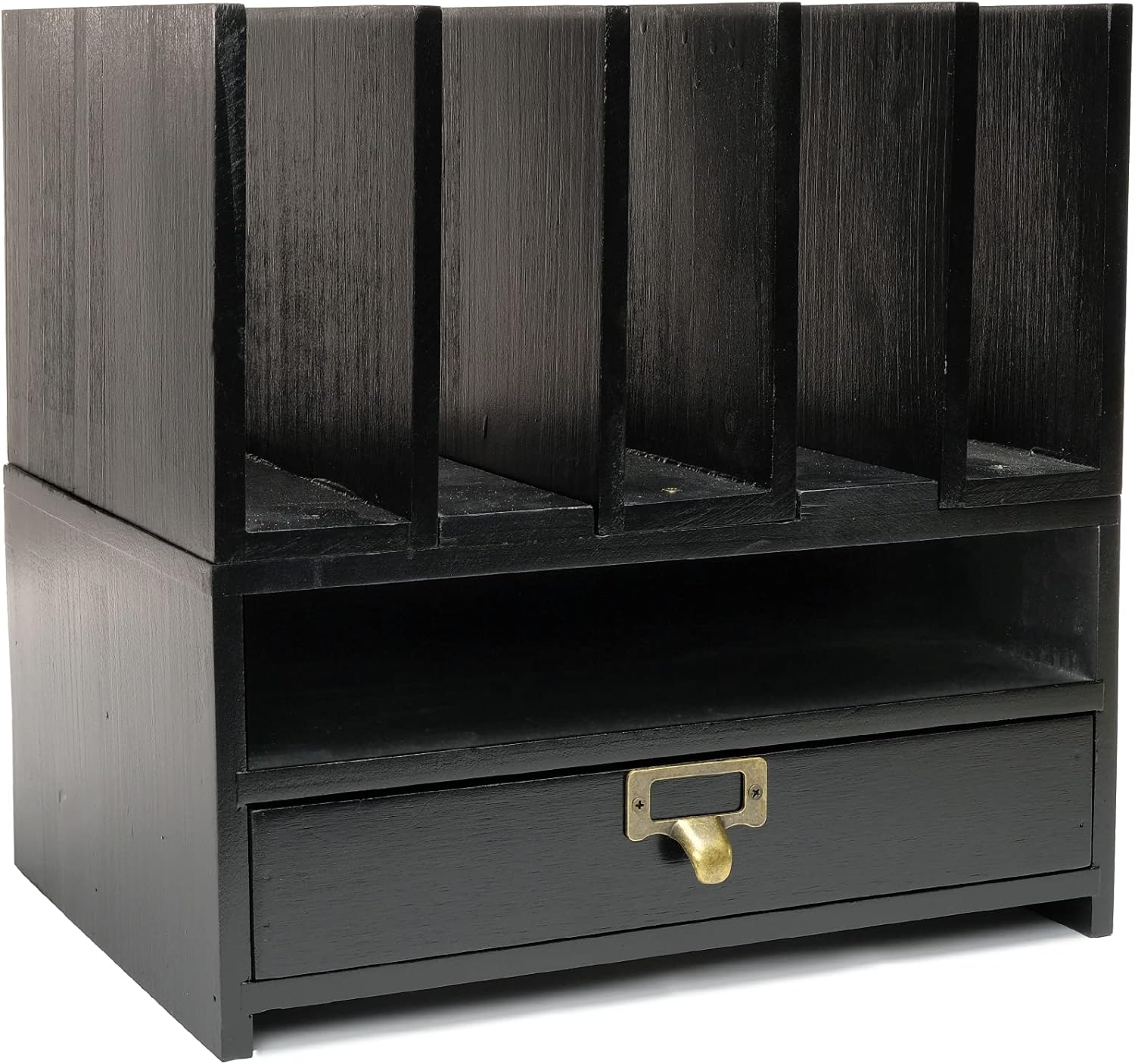 Excello Global Products Wooden Vertical Letter Tray Desk Organizer - Brown Pack of 2