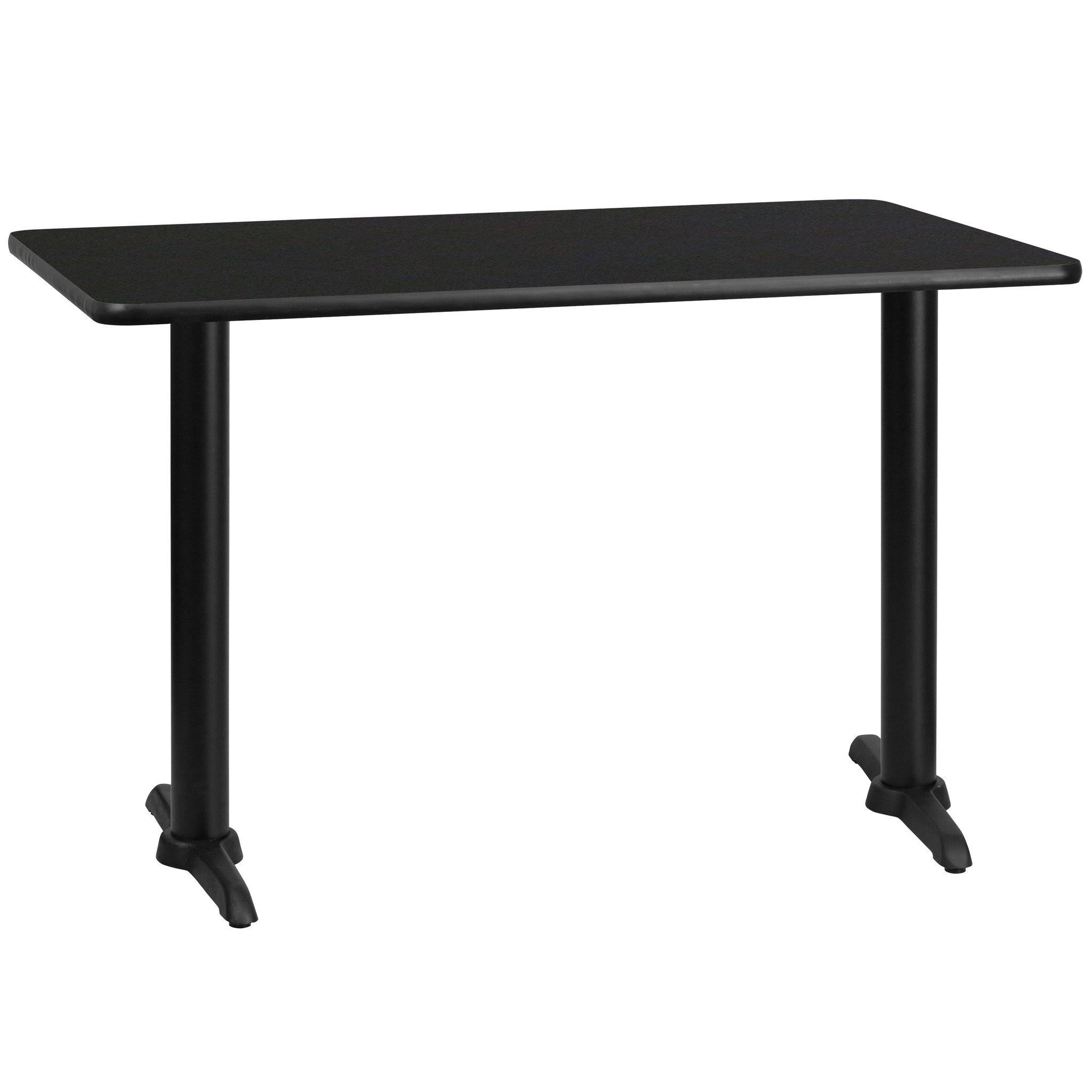 Flash Furniture 30&& x 48&& Rectangular Black Laminate Table Top with 5&& x 22&& Table Height Bases