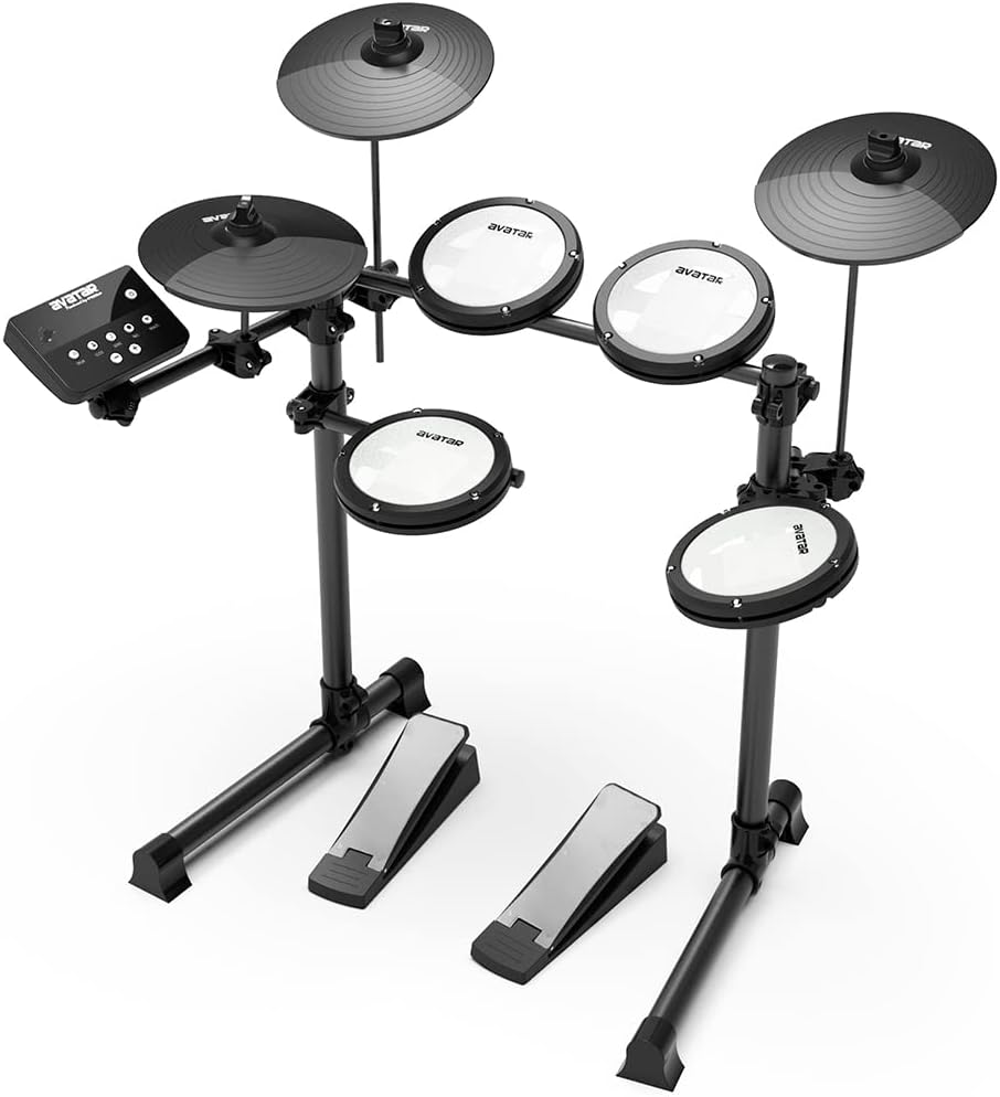 HXW SD51-2 Mesh Electronic Drum Set for Kids Professional 8-piece Junior Electric Kit, with 251 Sounds, Stable Racks, Drum Sticks