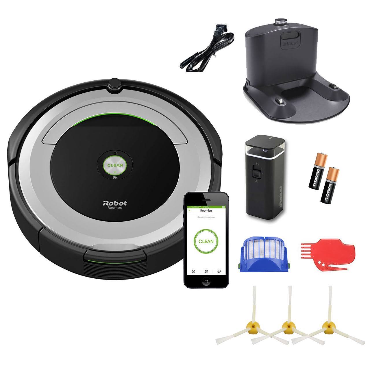 iRobot Roomba 690 Wi-Fi Connected Vacuuming Robot Bundle with 3 Extra Side Brushes (9 Items)