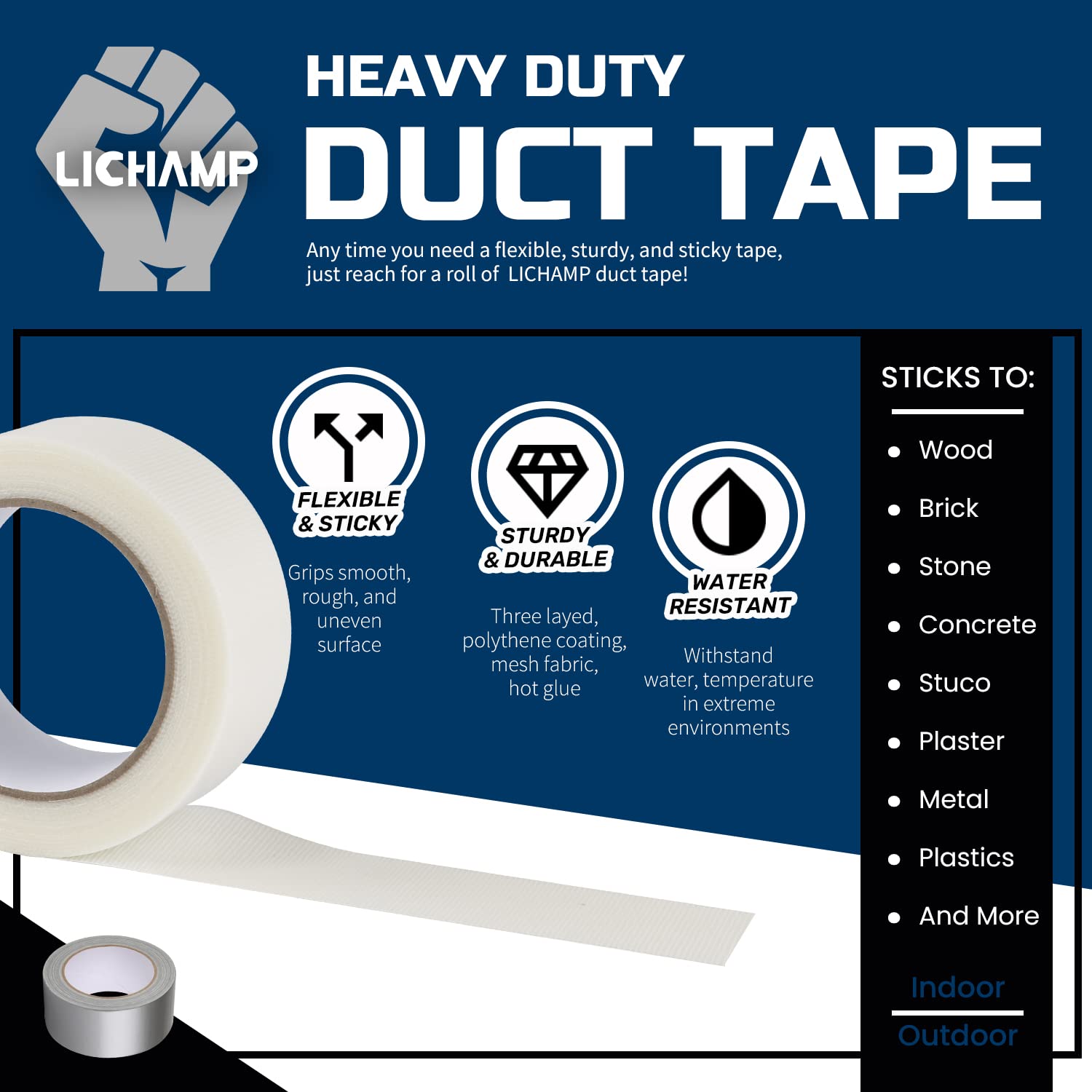 Lichamp Clear Duct Tape Heavy Duty, Waterproof Duct Tape Bulk 10 Multi Pack, 2 inch x 25 Yard x 9 mil Per Roll, A210TP