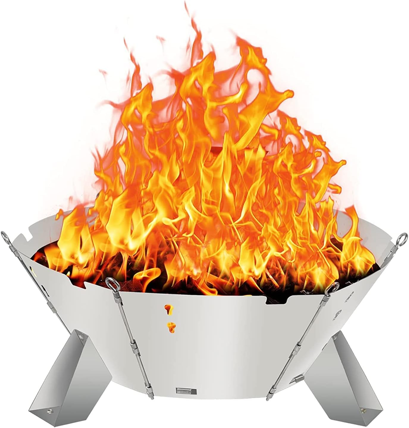 Portable Collapsible Fire Pit for Outdoor Camping fire, Detachable Stainless Steel Wood Burning RV Fire Pits, Foldable BBQ Basin Disassembly for Camper Carrying