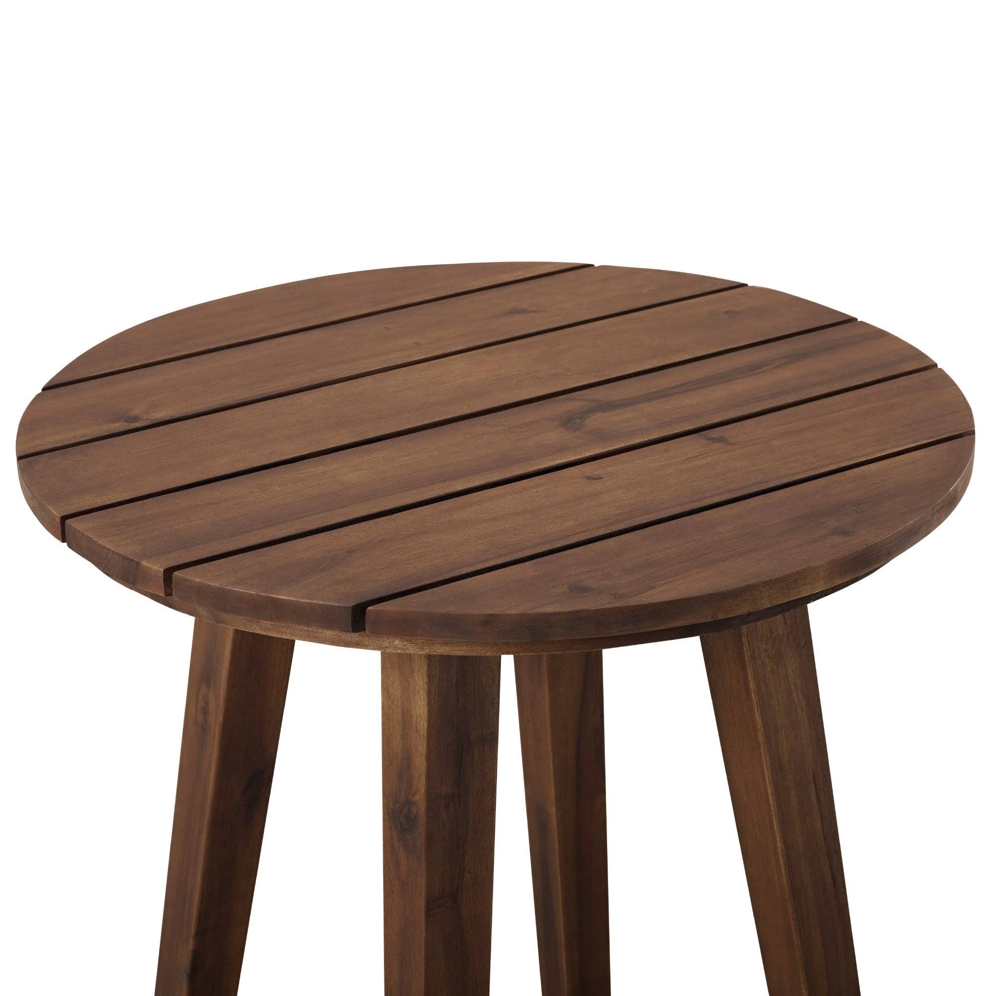 Walker Edison 20x22 Acacia Wood Outdoor Round Side Table - Dark Brown