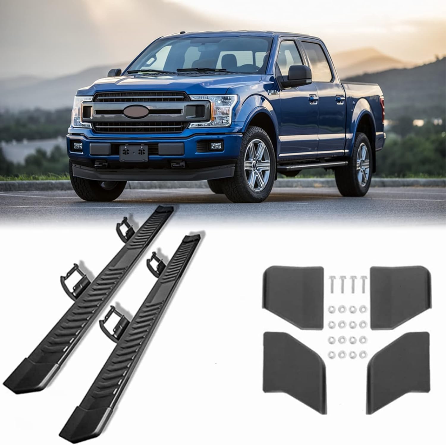 Running Boards Compatible with 2015-2021 Ford F150 Crew Cab & 2017-2021 F250/F350 Super Duty Crew Cab, 6