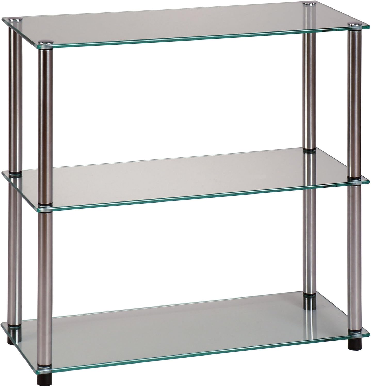 Convenience Concepts Designs2Go Classic Glass 3-Shelf Bookcase, Black Pack of 2