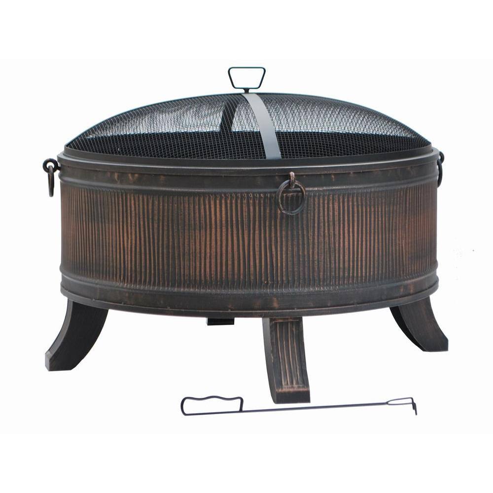 Hampton Bay Emberjack 36 in. Round Steel Fire Pit, Antique Bronze
