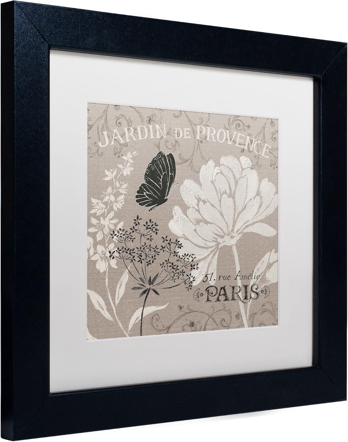 French Linen Garden III Artwork Daphne Brissonnet in White Matte and Black Frame, 11 by 11-Inch Pack of 2