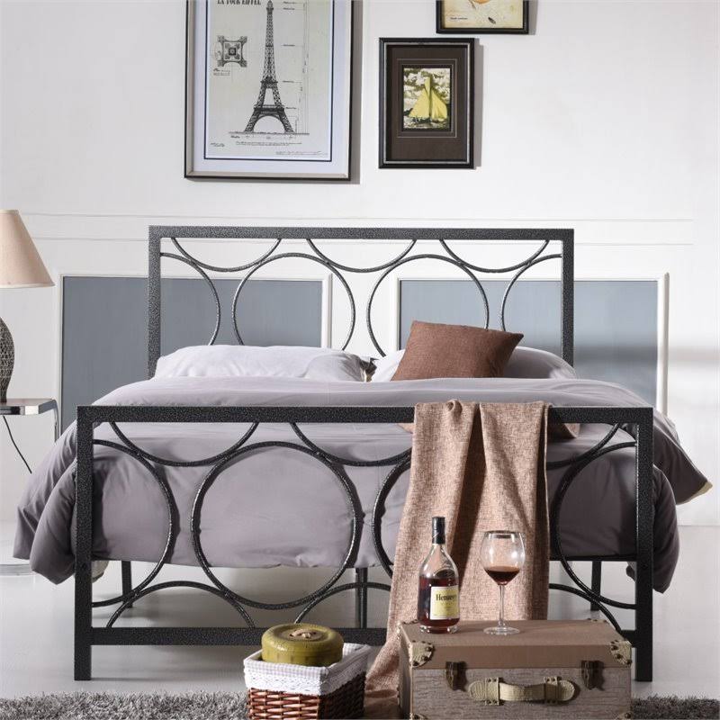 Hodedah Full Metal Bed - Black-Silver