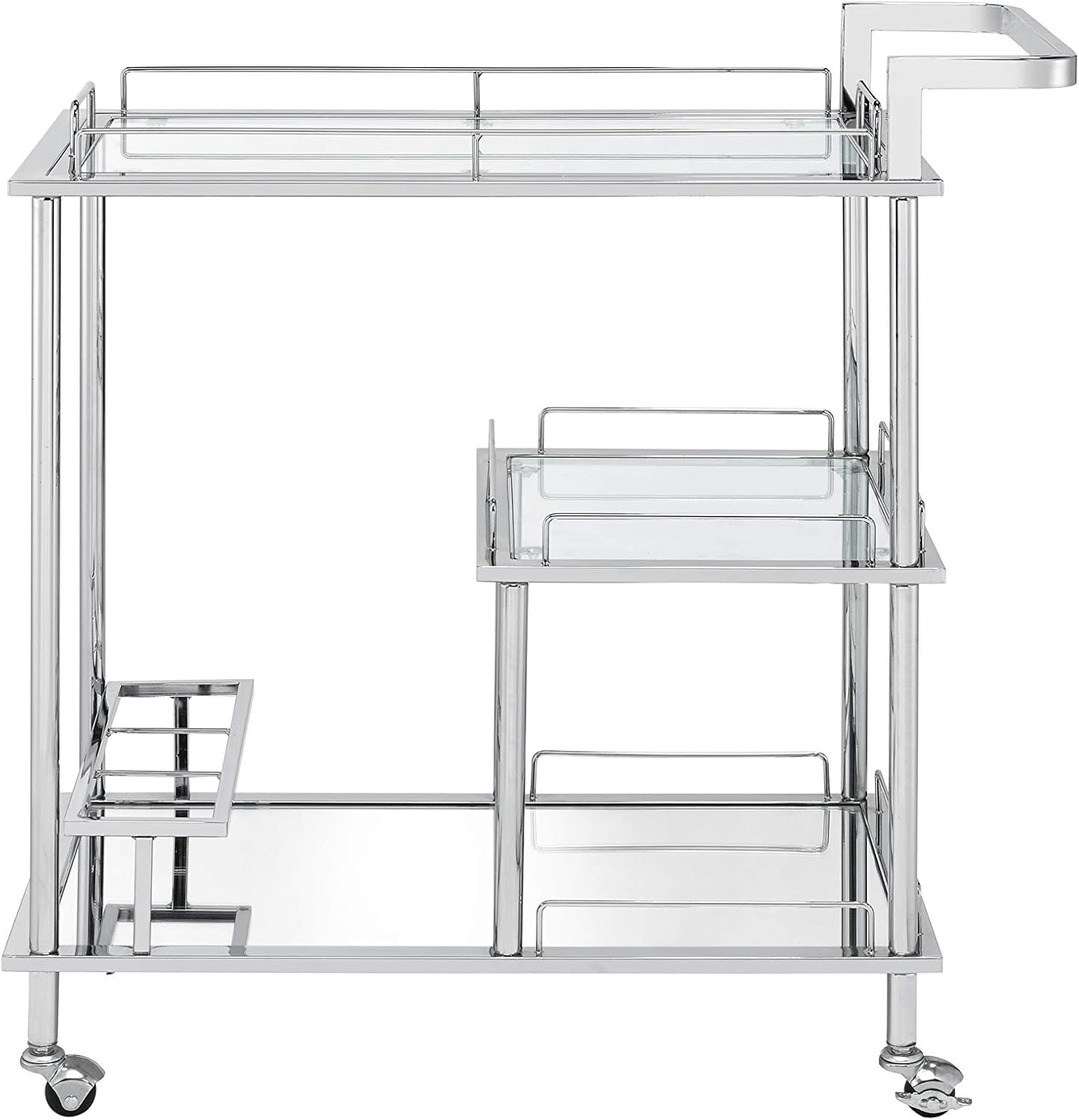 Acme Furniture Splinter Serving Cart, Clear Glass & Chrome Finish