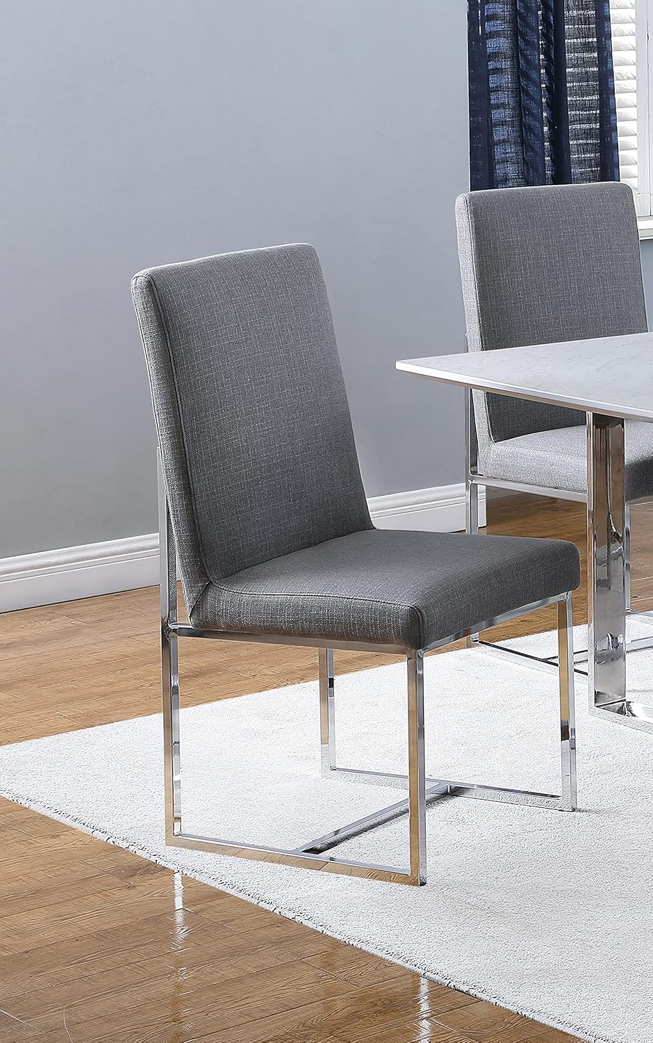 Jackson Floating Dining Chairs Grey and Polished Chrome (Set of 2)
