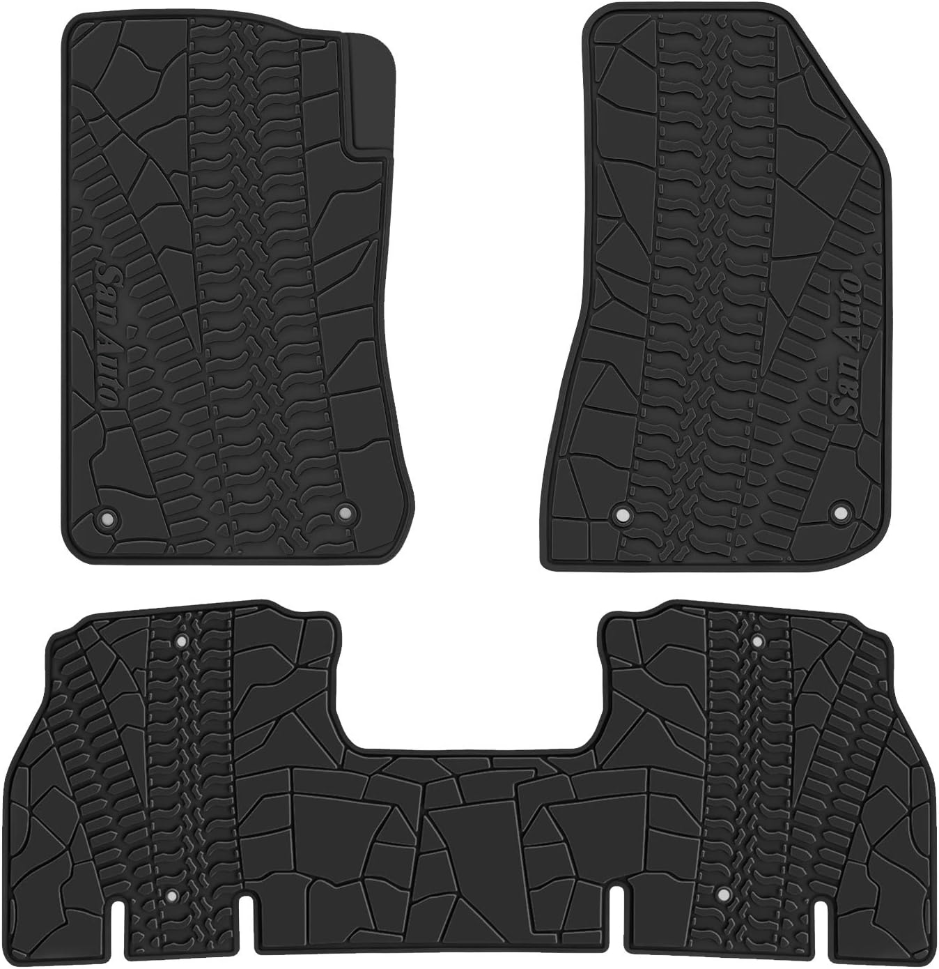 SAN AUTO Car Floor Mat for Jeep Wrangler JL Sahara Rubicon 2018 2019 2020 2021 2022 Custom Fit Black Red Rubber Auto Floor Liner Mat All Weather Heavy Duty Odorless