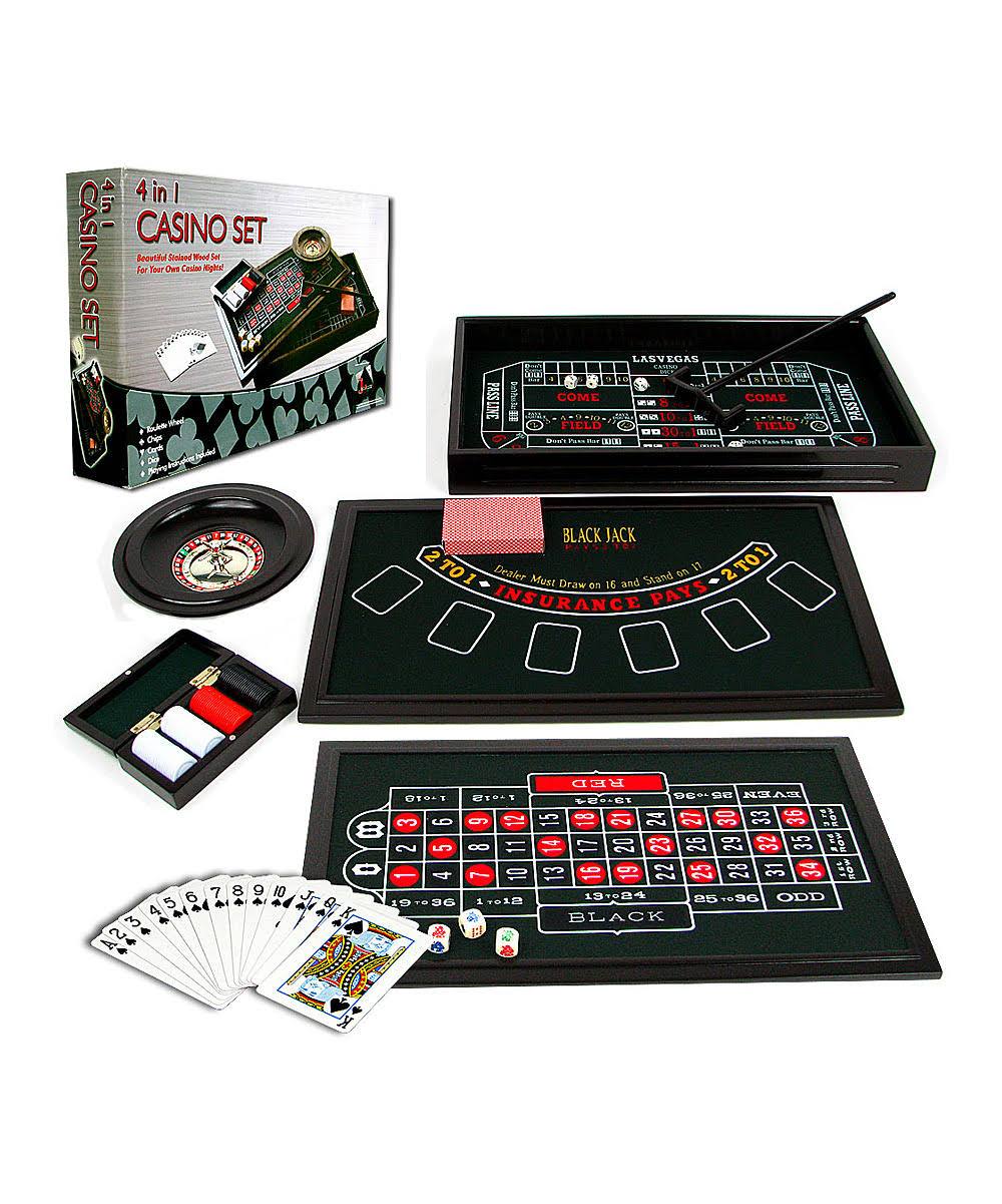 Trademark Poker 4-in-1 Casino Game Table Roulette Craps Blackjack