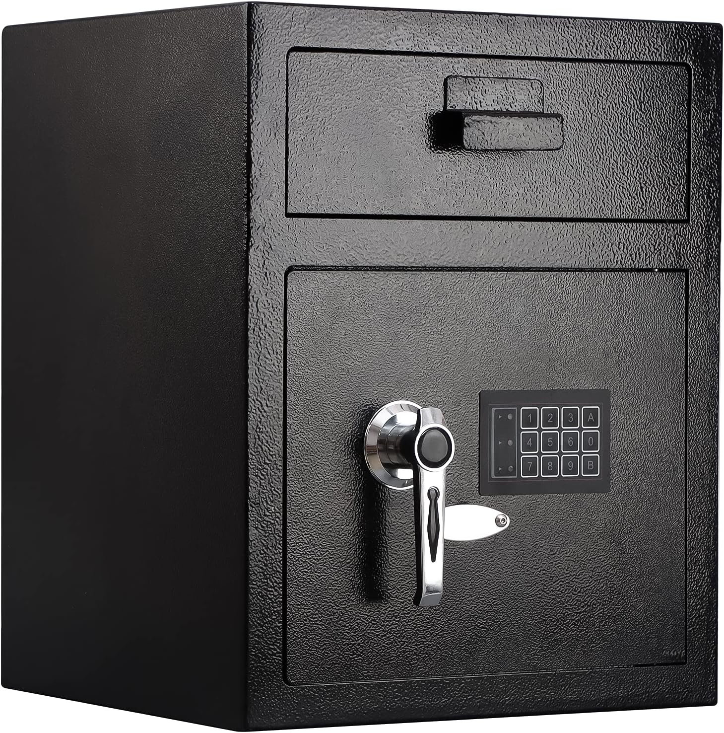 KYODOLED Digital Depository Safe Box, Electronic Steel Safe with Keypad, Locking Drop Box with Slot, Metal Lock Box with Two Emergency Keys for Your Valuables, 18.9'' X 15.4'' X 13.8'', Black