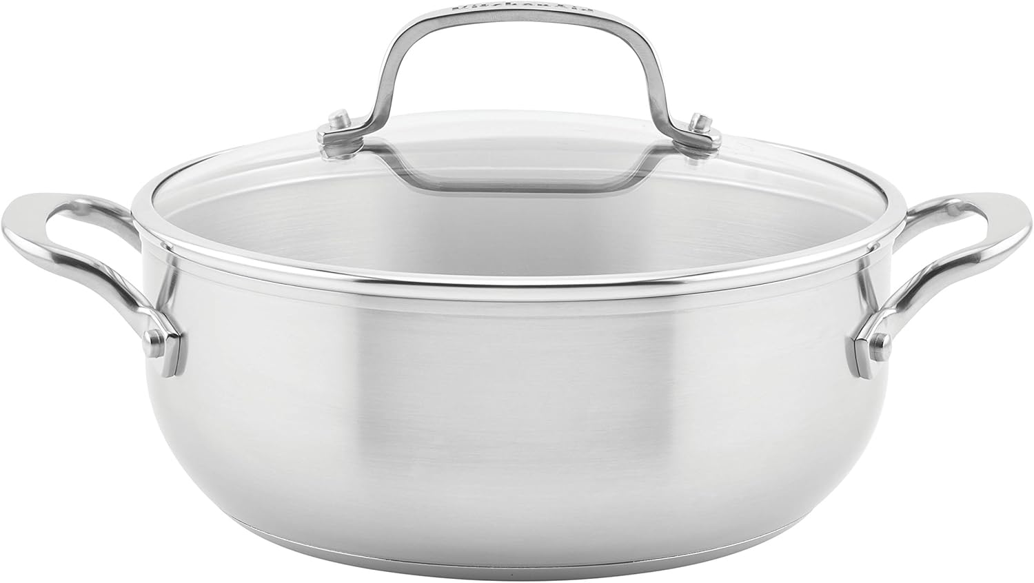KitchenAid 3-Ply Base Brushed Stainless Steel Casserole Dish/Pan with Lid, 4 Quart Pack of 2