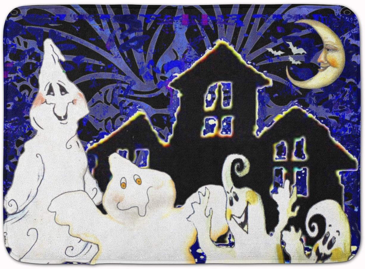 Caroline's Treasures PJC1072RUG The Gang's All Here Ghosts Halloween Bath Mat Machine Washable Anti-Fatigue Memory Foam Kitchen Rug, 19 X 27, Multicolor