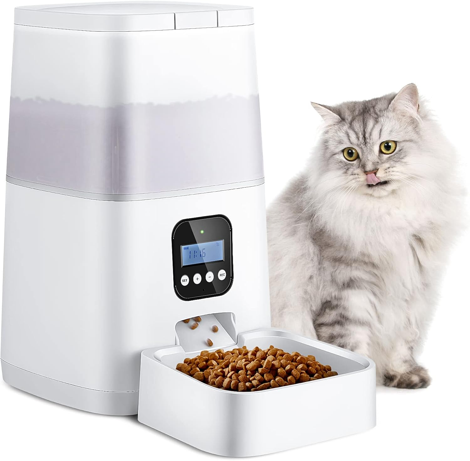 Automatic Cat Feeders, Farexon 5L Auto Pet Feeder Dry Food Dispenser, Timed Cat Feeder with Dual Power Supply, Portion Control 1-4 Meals Daily, 10s Voice Recorder for Small & Medium Cats Dogs Pack of 2