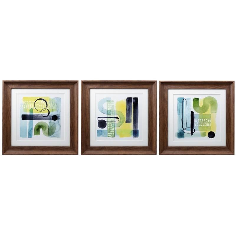 Pemberly Row Austin Boone Abstract Art Set of 3 Brown Plastic