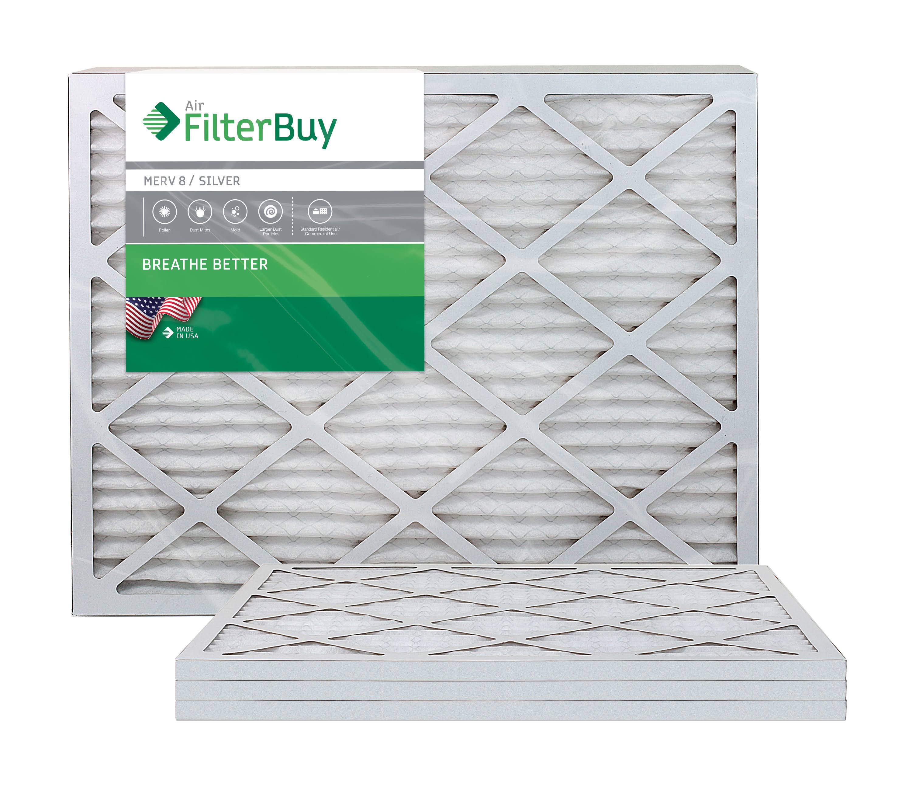 AFB Silver MERV 8 30x30x1 Pleated AC Furnace Air Filter. Pack of 4 Filters. 100% Produced in The USA.