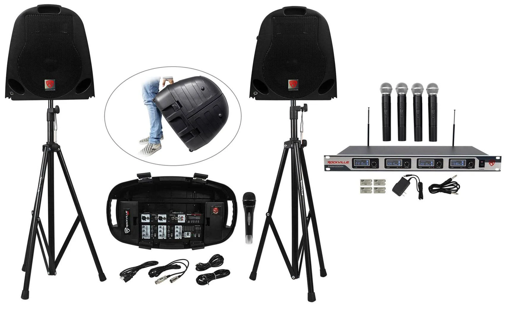 Rockville Portable YouTube Karaoke Machinesystem W Mixerstands5