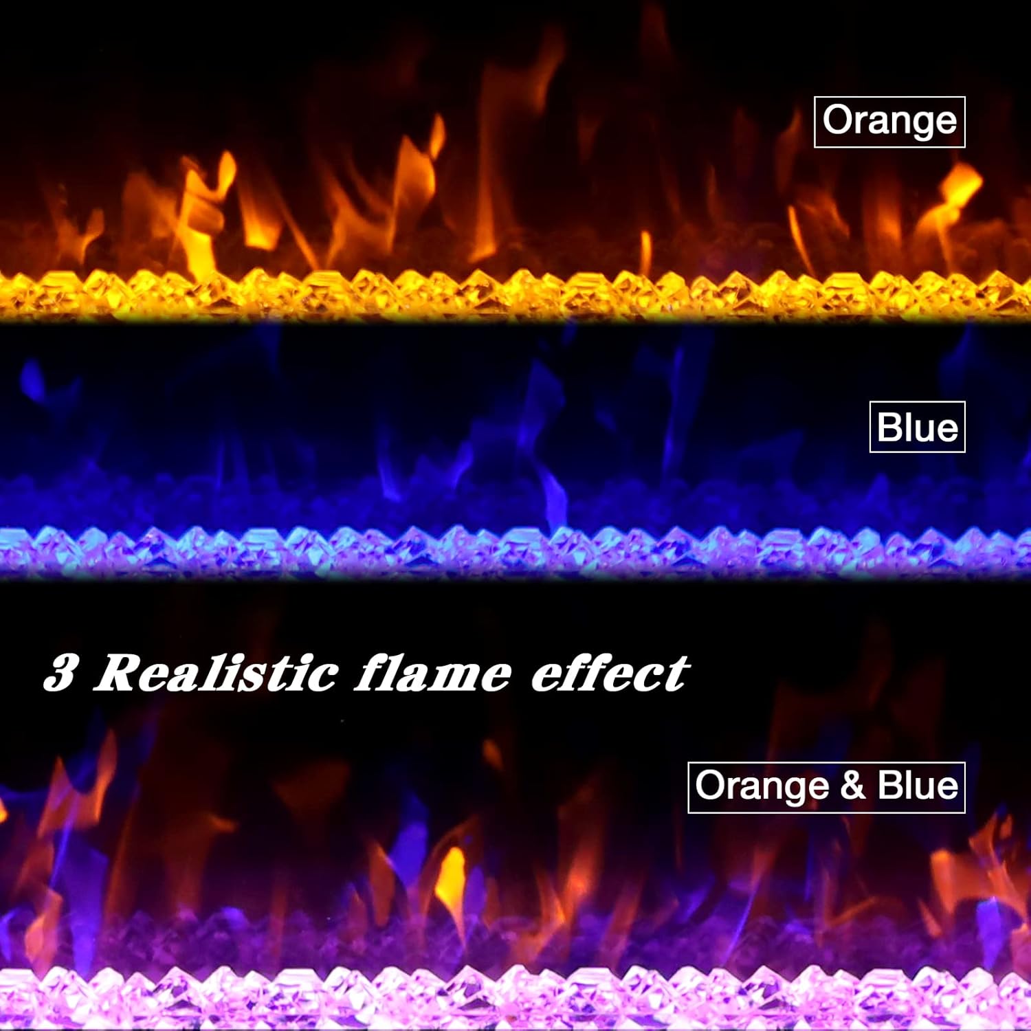 PHI VILLA 30 inch Electric Fireplace, Recessed/Insert & Wall Mounted Electric Space Heater for The Living Room, Timer with Remote Control, Touch Screen, Adjustable Flame Color, 1500W (Black)