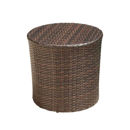 17.5 inch Brown Contemporary Outdoor Round Barrel Accent Side Table