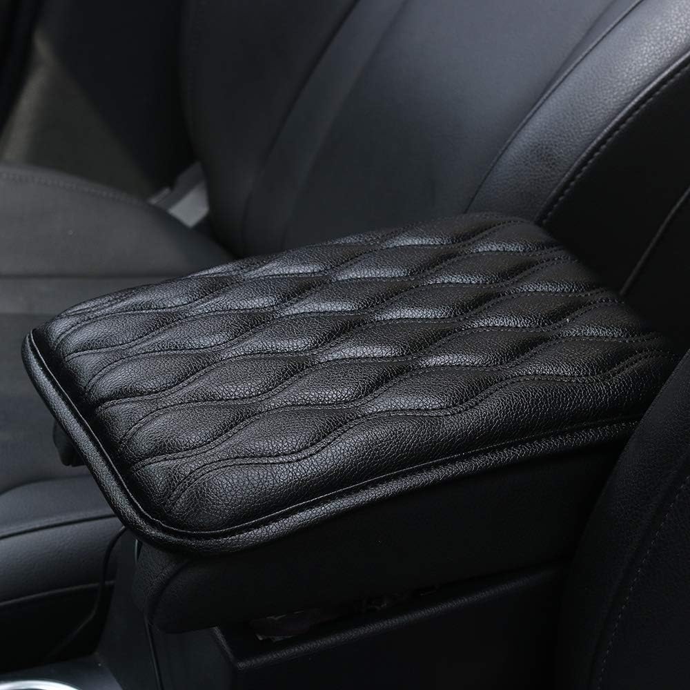 EGBANG Bling Bling Auto Armrest Console Cushion, Leather Luster Crystal Arm Rest Padding Protective Case Diamond Car Decor Accessories for Ladies
