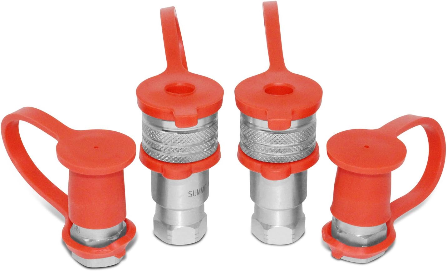 1/4” Ag ISO 5675 Hydraulic Quick Connect Pioneer Style Couplers, 1/4” NPT Thread, 2 Sets Pack of 2