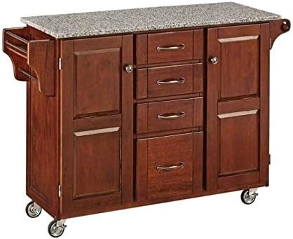 Hawthorne Collections Granite Top Kitchen Cart in Cherry and Black