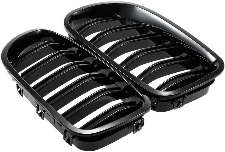 F10 Grille,Front Replacement Kidney Grille Grill Compatible With 2010-2017 5 Series F10 F11 F18 M5 (Gloss Black) Pack of 2