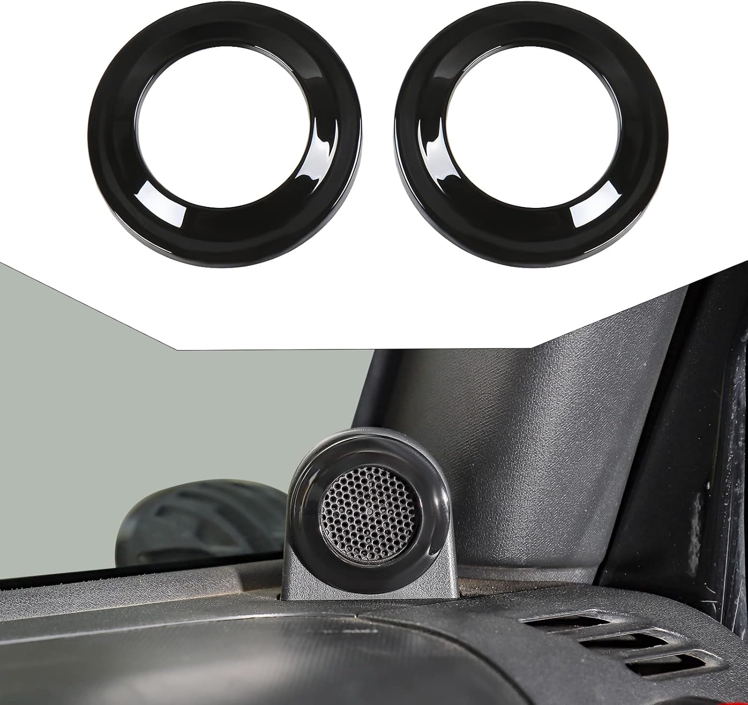 A Pillar Speaker Decoration Cover Trim Stickers Car Interior Accessories for 2007-2014 Jeep Wrangler JK JKU (Orange)