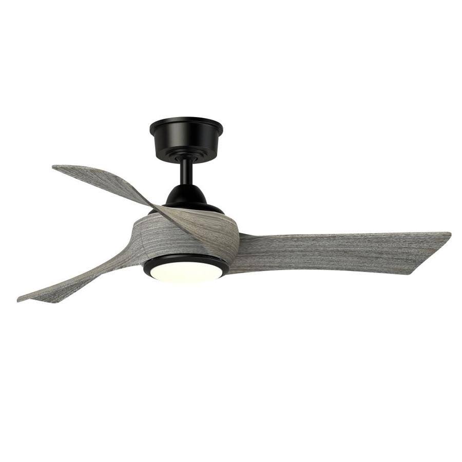Fanimation Wrap Ceiling Fan - Color: Black / Wood Tones - Blade Color: Weathered Wood - FPD8530BL-44WE-LK