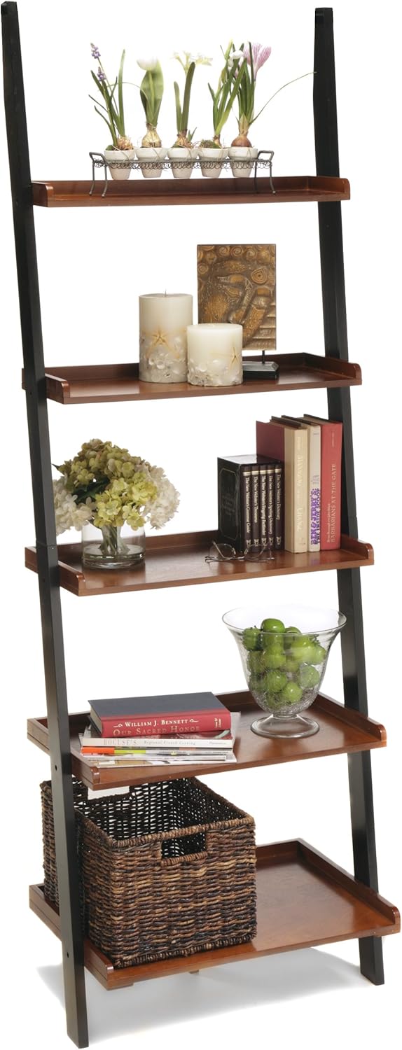Convenience Concepts French Country Bookshelf Ladder, Dark Walnut / Black