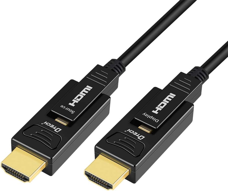 DTECH 32 Feet Fiber Optic HDMI Cable 4K 60Hz YUV 444 18Gbps High Speed Ultra HD with Dual Micro HDMI and Standard HDMI Connector (Black, 10 Meters) Pack of 2