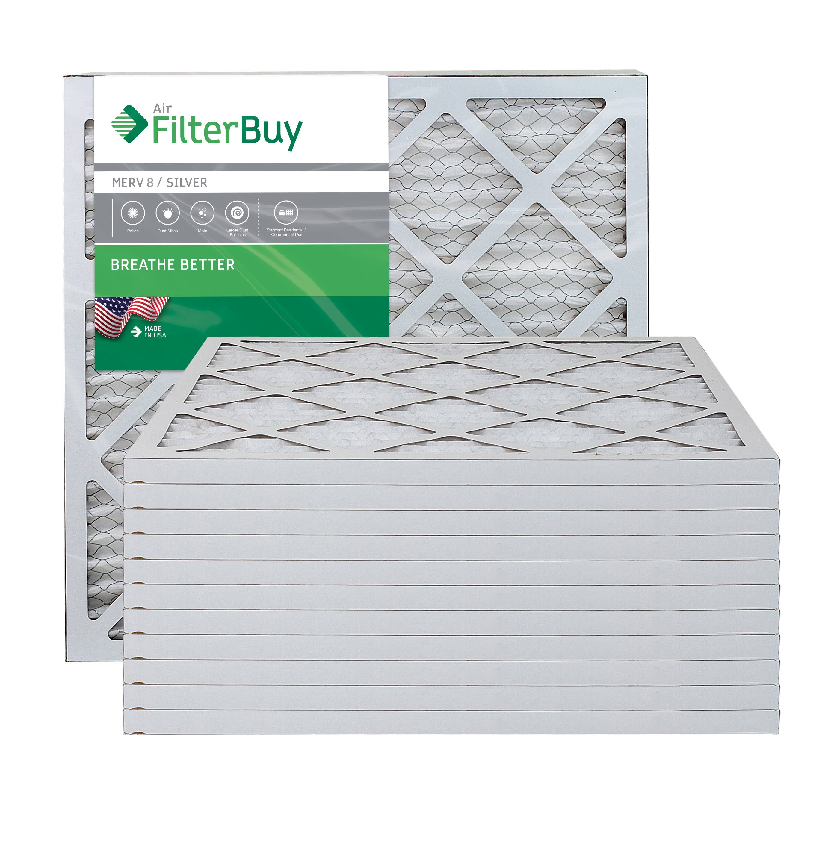 AFB Silver MERV 8 18x22x1 Pleated AC Furnace Air Filter. Pack of 12 Filters. 100% produced in The USA.