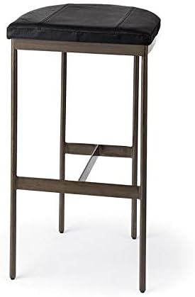 Millie 16.5L x 18.0W x 30.0H Black Leather Seat W/ Metal Frame Bar Stool