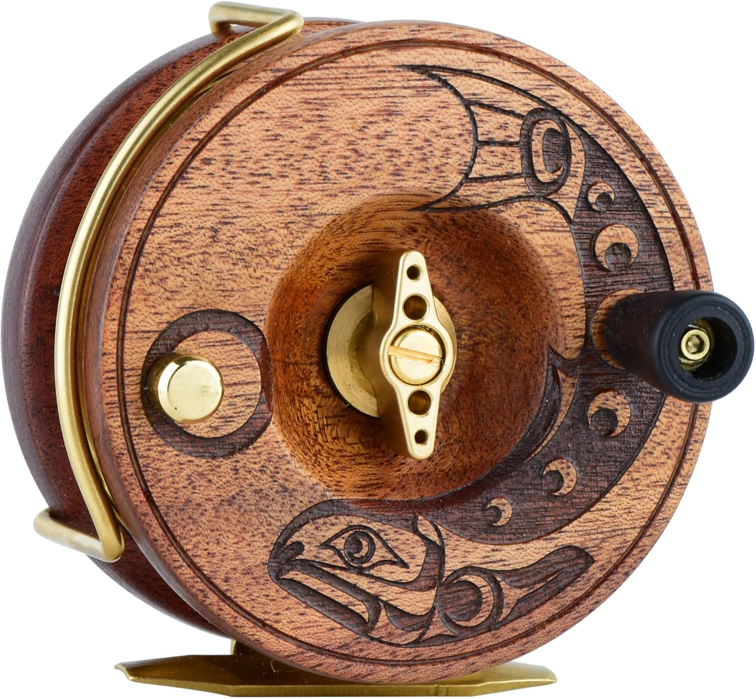 Peetz Fly Reel, 3.5-Inch 'Classic' Action | Handcrafted | Mahogany Wood & Brass | Nottingham Style