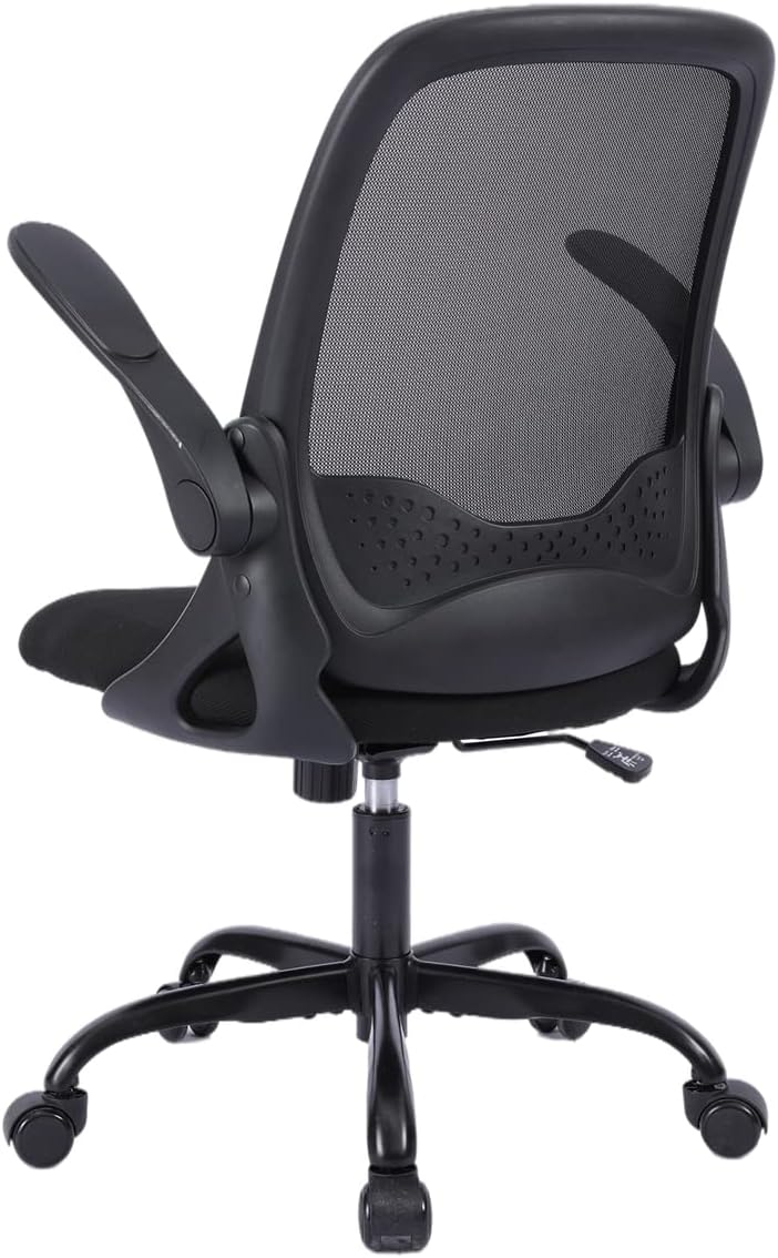Sytas Office Chair Ergonomic Small Desk Chair Rolling Swivel Mesh Computer Task Chair with Flip-up Arms and Adjustable Height，for Adults and Kids，Black