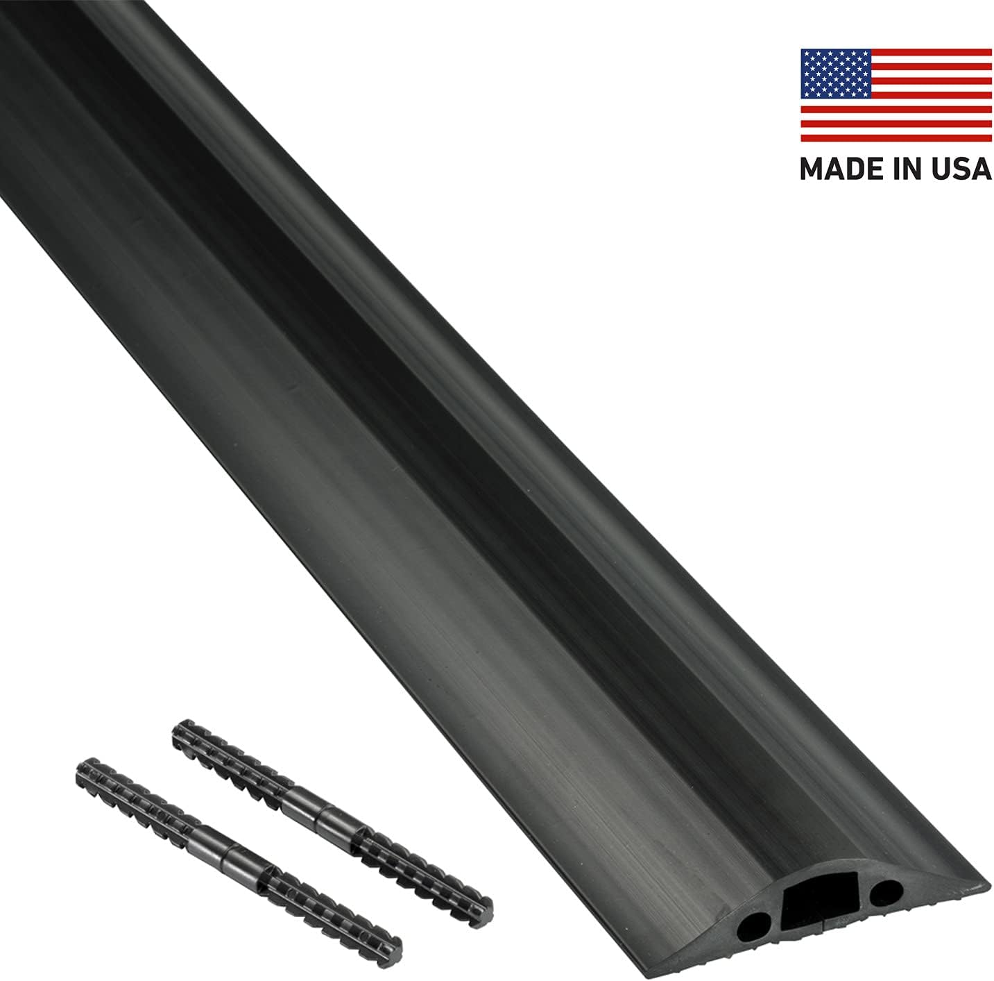 D-Line FC68B/9M Heavy Duty Linkable Floor Cord Cover/Cord Protector | Protect Cords and Prevent a Trip Hazard | 30 Foot Length | Cable Cavity 9/16&rdquo; (W) x 5/16&rdquo; (H) | Black &hellip;